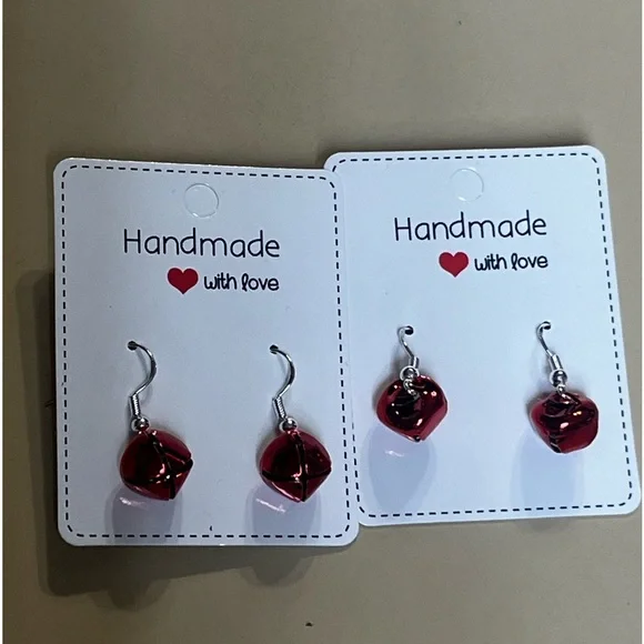 Jingle Bell Earrings Handcrafted - Picture 2 of 12